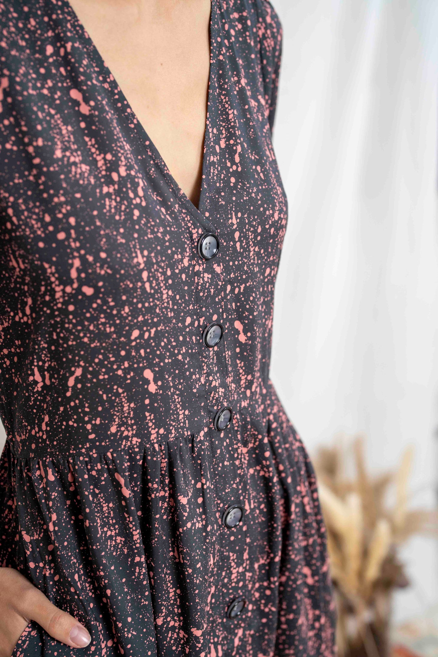 שמלת יולי שרוול טיפות מכחול