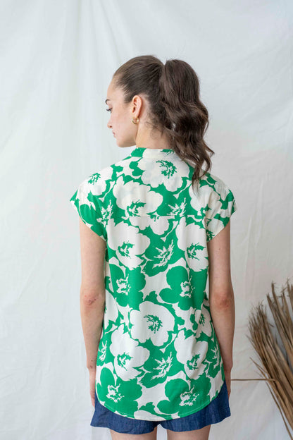 חולצת טוני פרחי וינטג׳ ירוק