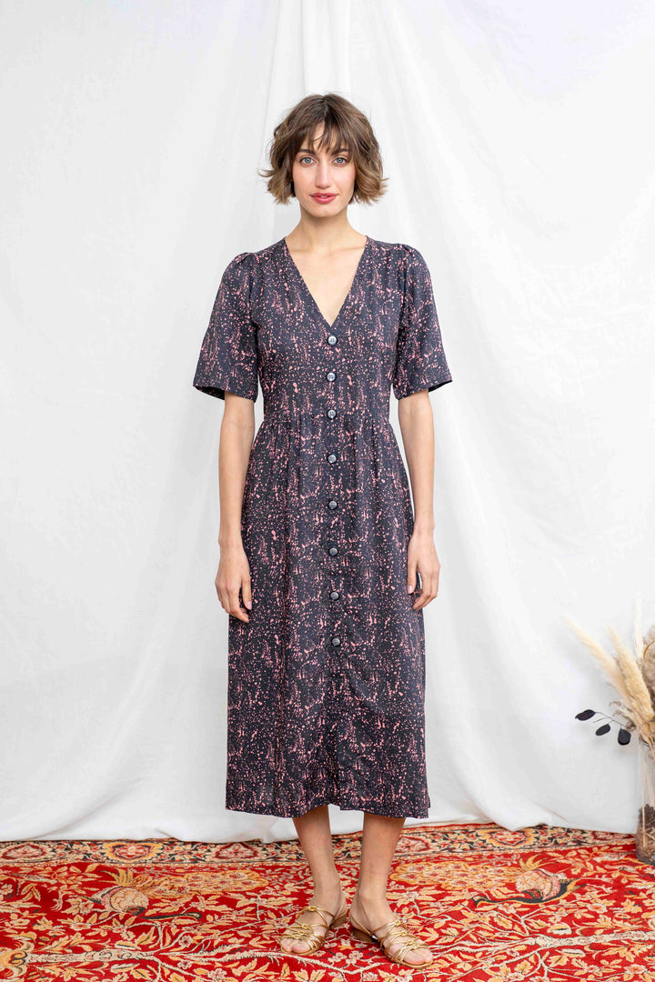 שמלת יולי שרוול טיפות מכחול