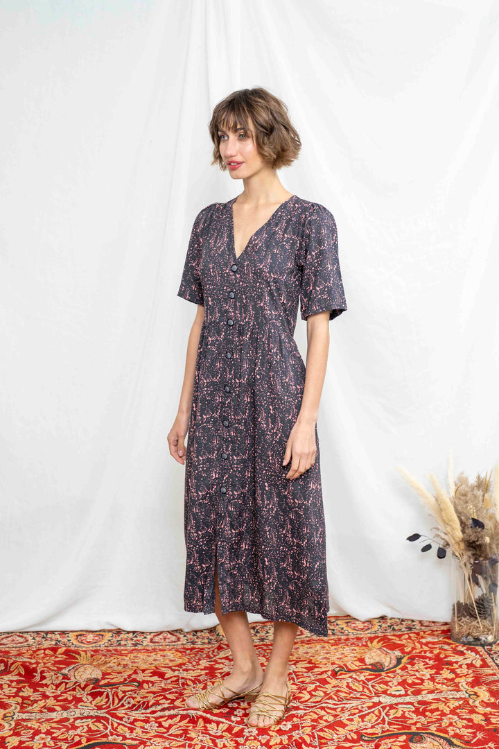 שמלת יולי שרוול טיפות מכחול