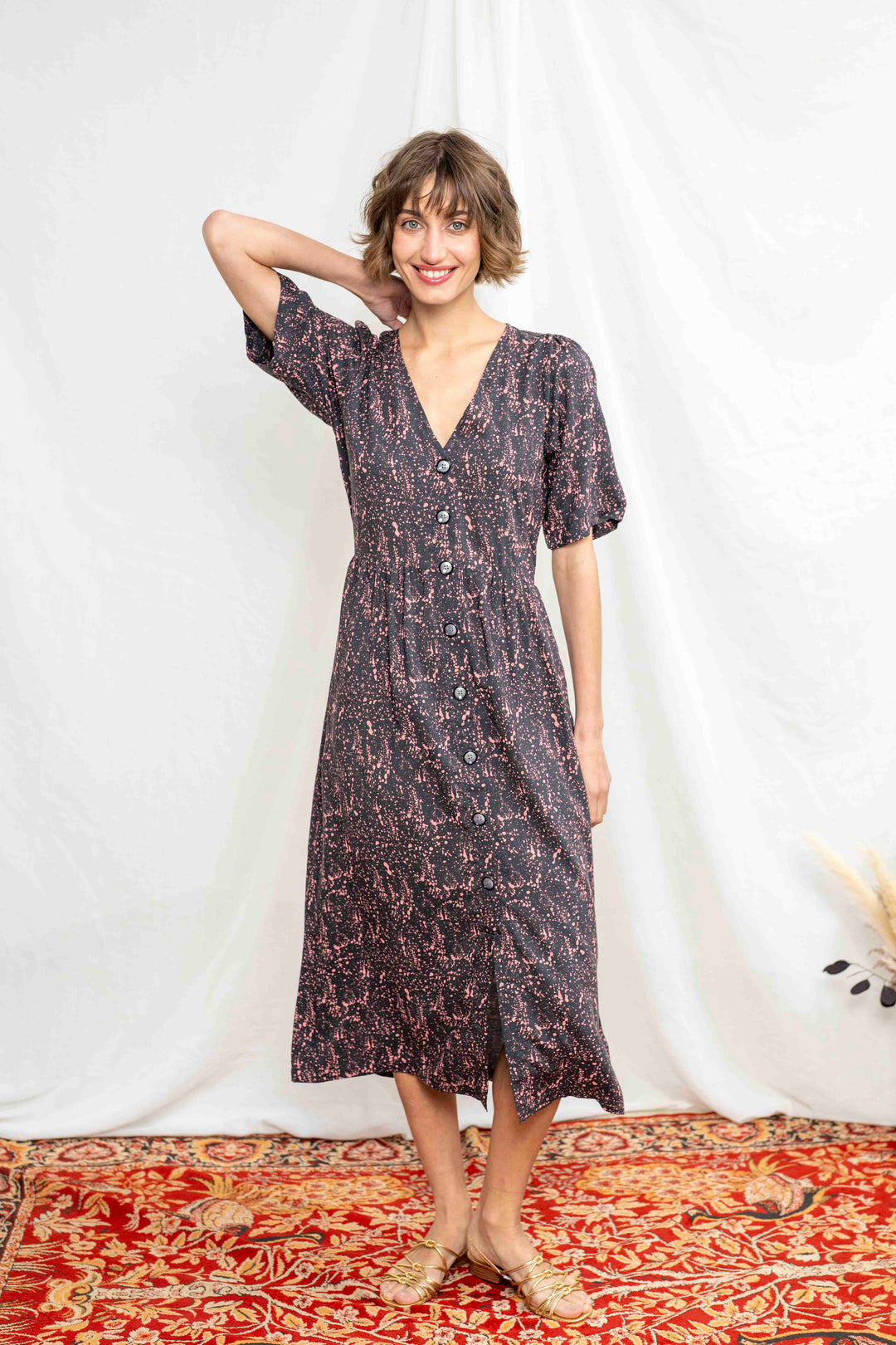 שמלת יולי שרוול טיפות מכחול