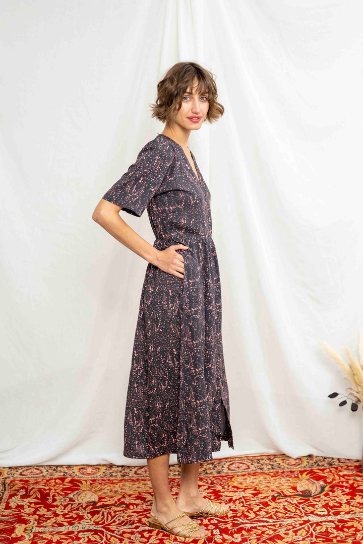 שמלת יולי שרוול טיפות מכחול