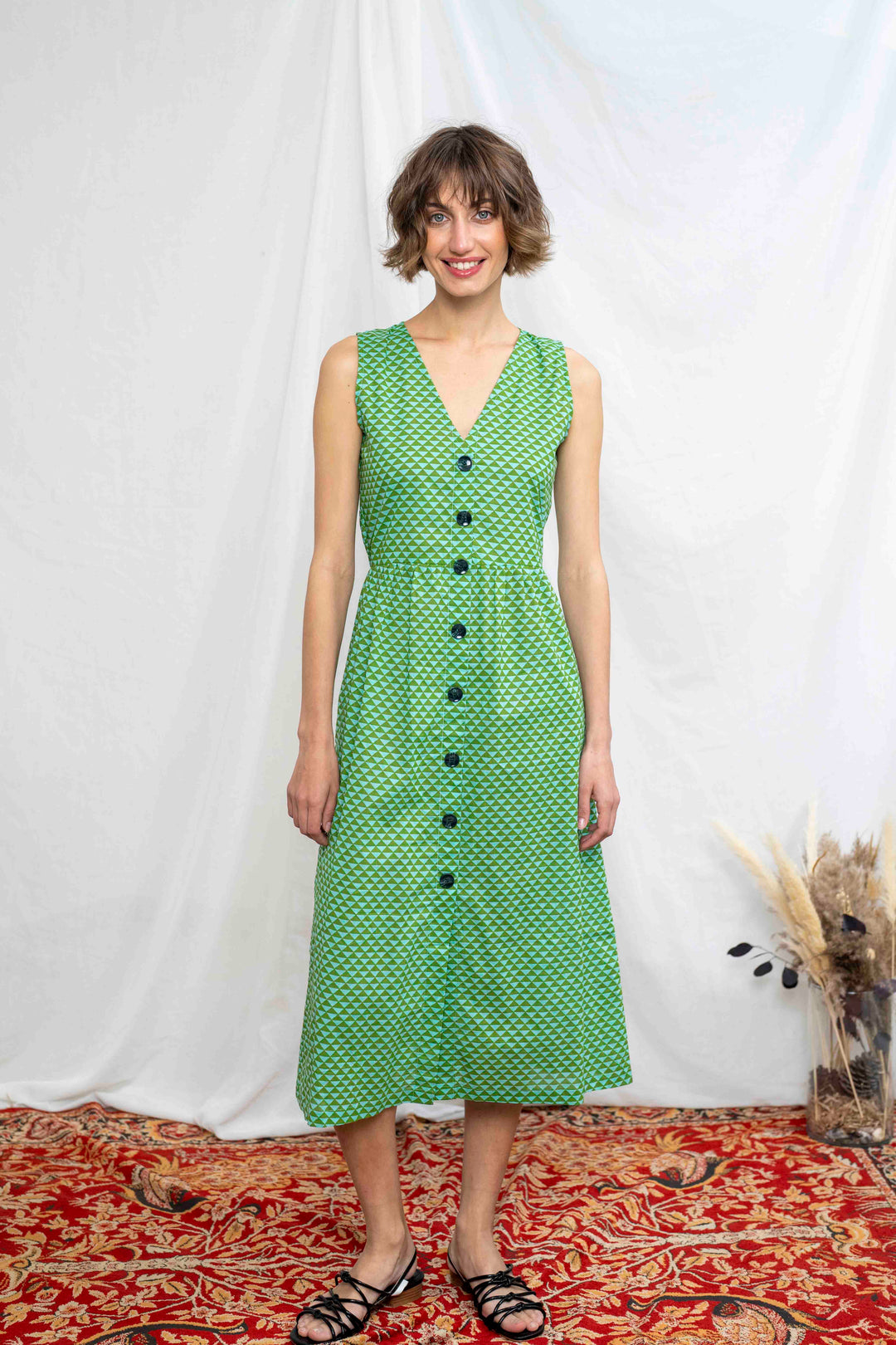 שמלת יולי משולשים ירוק-מנטה