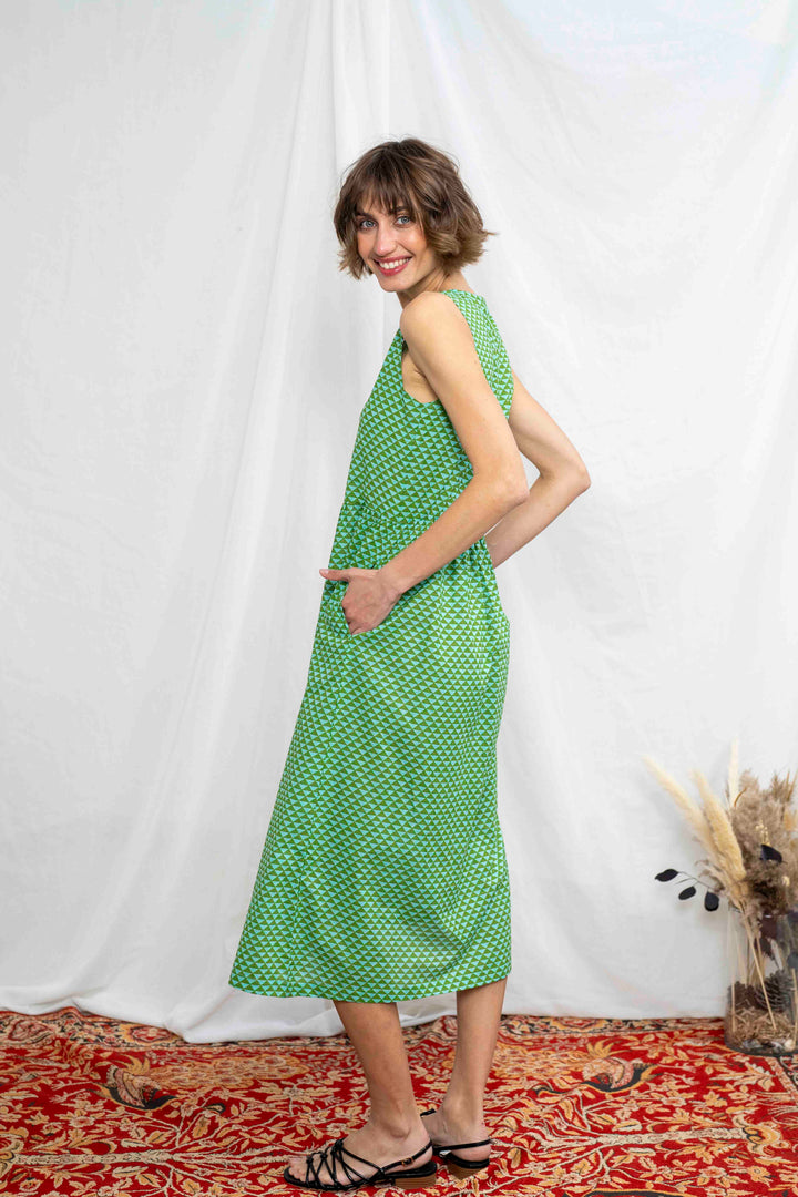שמלת יולי משולשים ירוק-מנטה