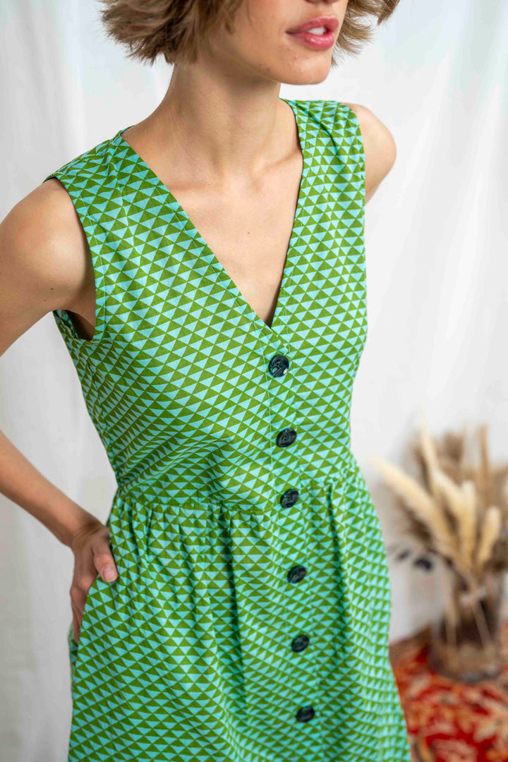 שמלת יולי משולשים ירוק-מנטה