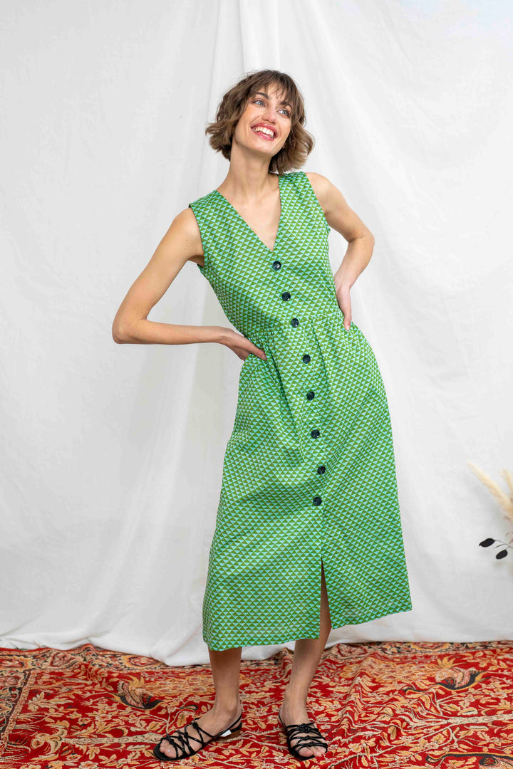 שמלת יולי משולשים ירוק-מנטה