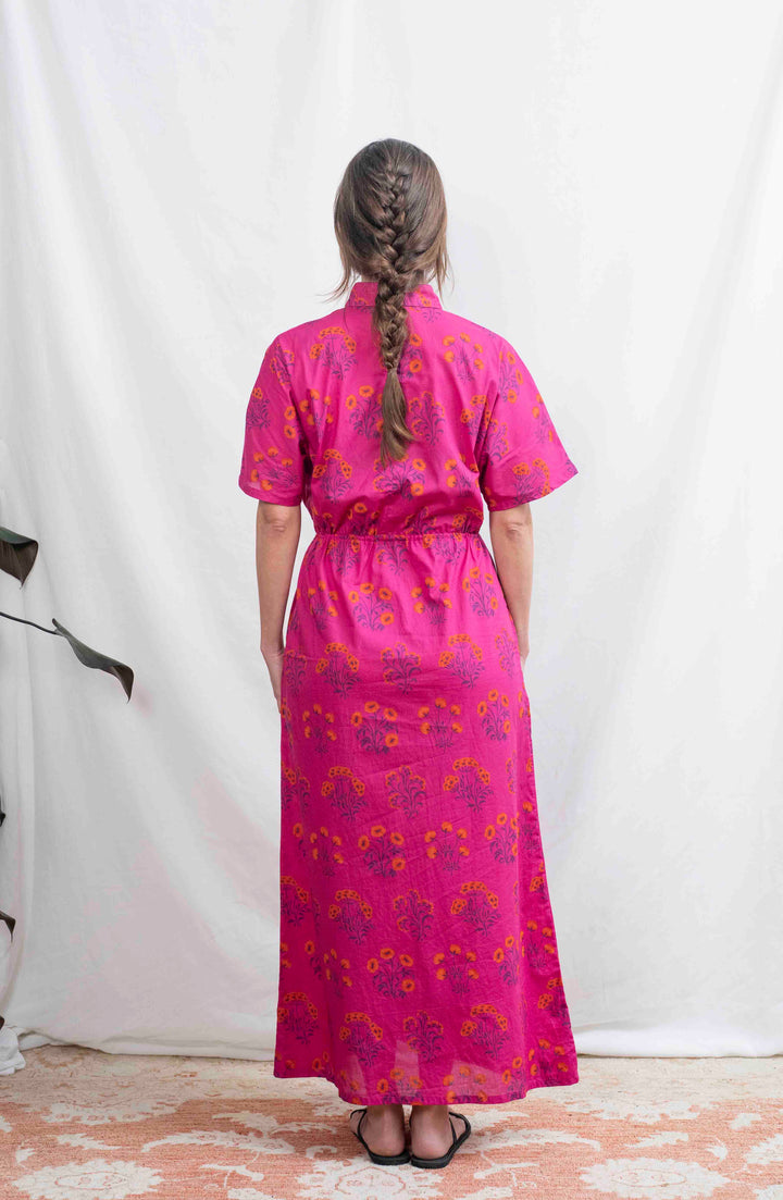 שמלת קיוטו פרחוני פוקסיה