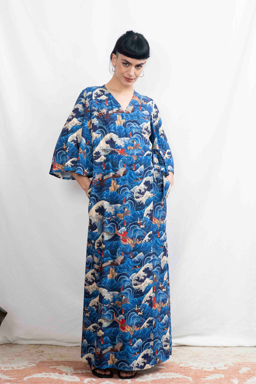 שמלת קימונו מקסי גלים יפן