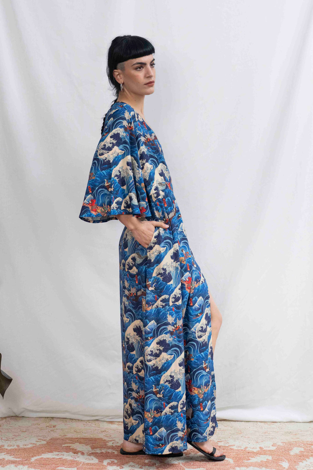 שמלת קימונו מקסי גלים יפן