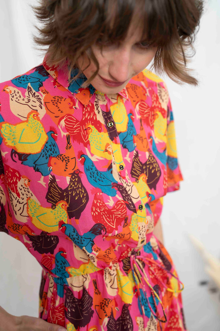 שמלת קיוטו תרנגולות