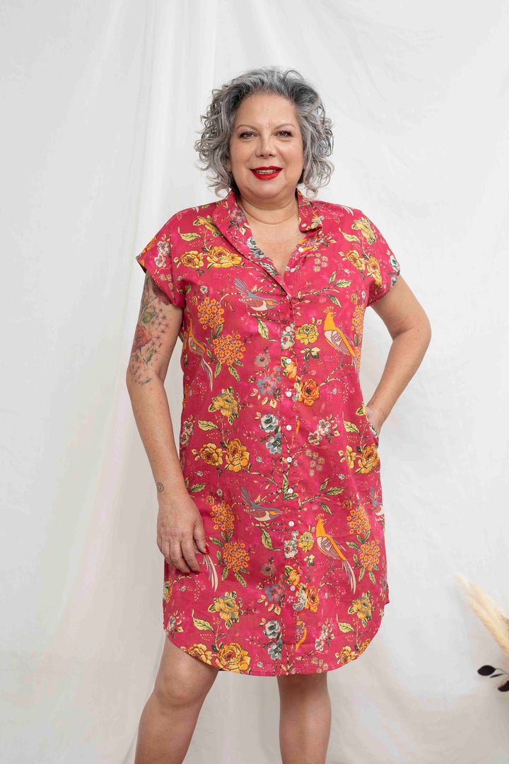 שמלת מידי אוברסייז ציפורי אהבה