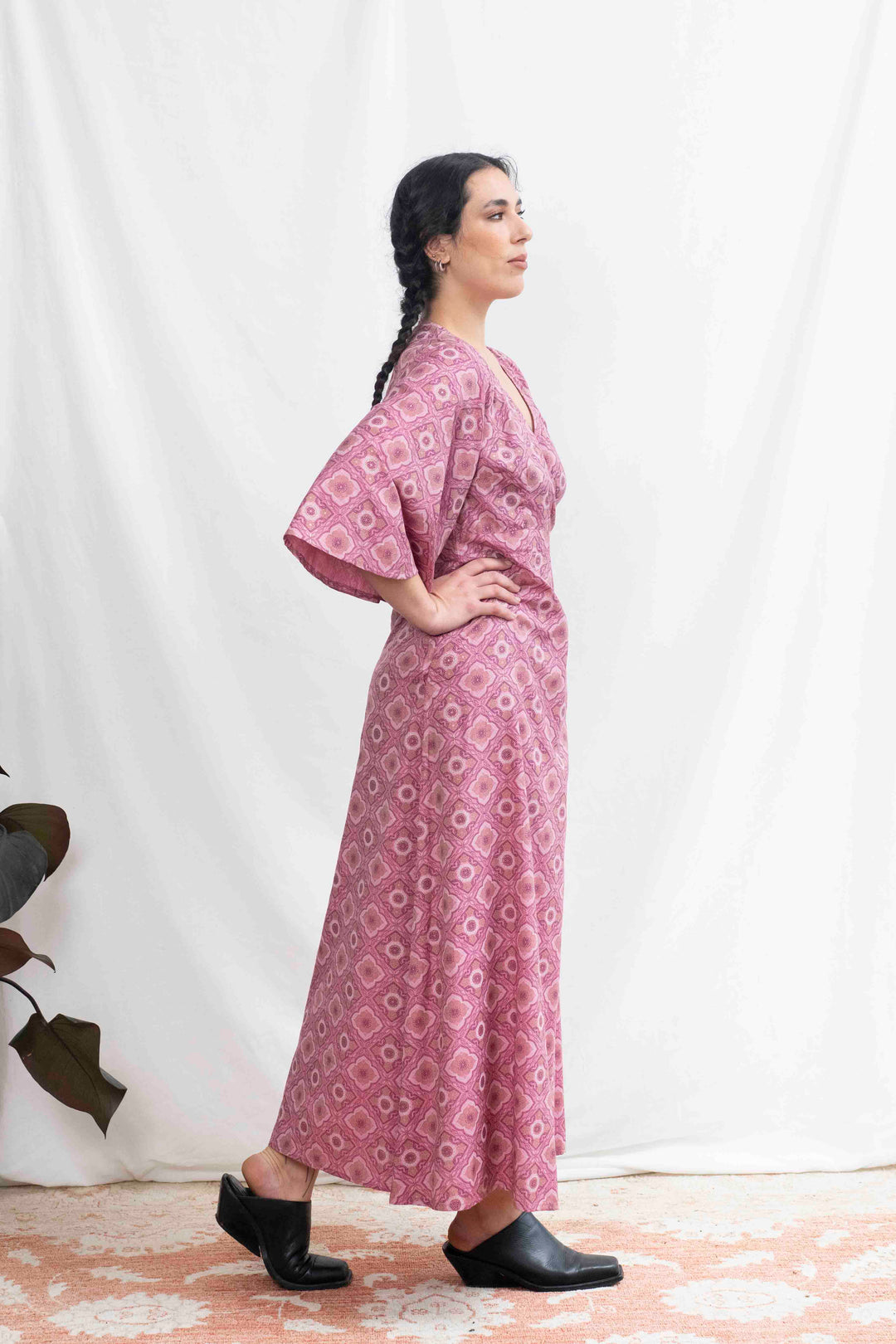 שמלת קימונו מקסי המלכה הורודה