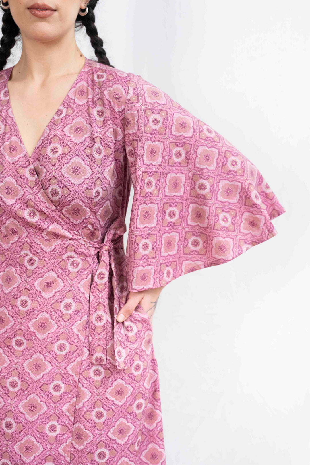 שמלת קימונו מקסי המלכה הורודה