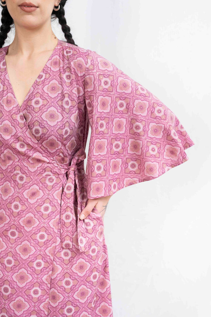 שמלת קימונו מקסי המלכה הורודה