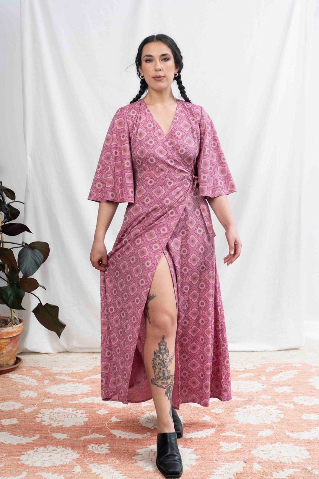 שמלת קימונו מקסי המלכה הורודה