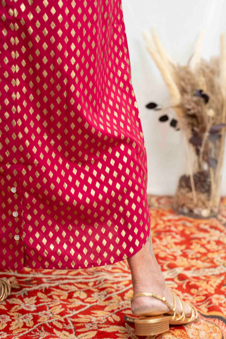 שמלת מקסי אוברסייז יהלומים ורוד