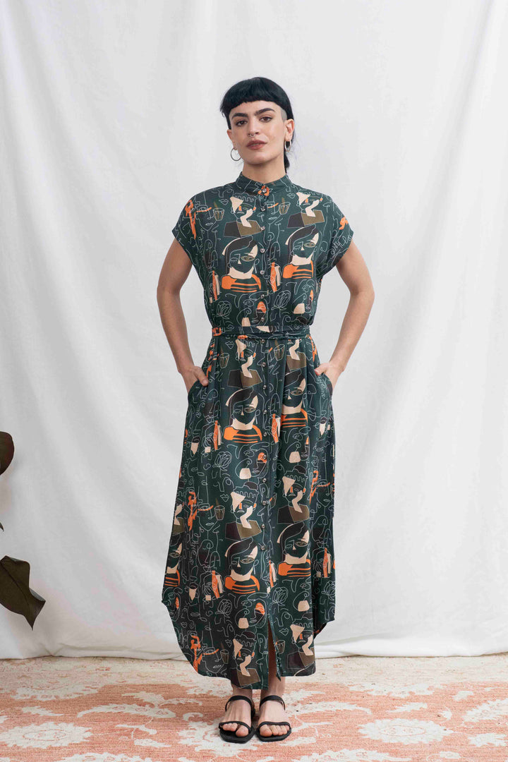 שמלת מקסי אוברסייז פרוטרט נשי