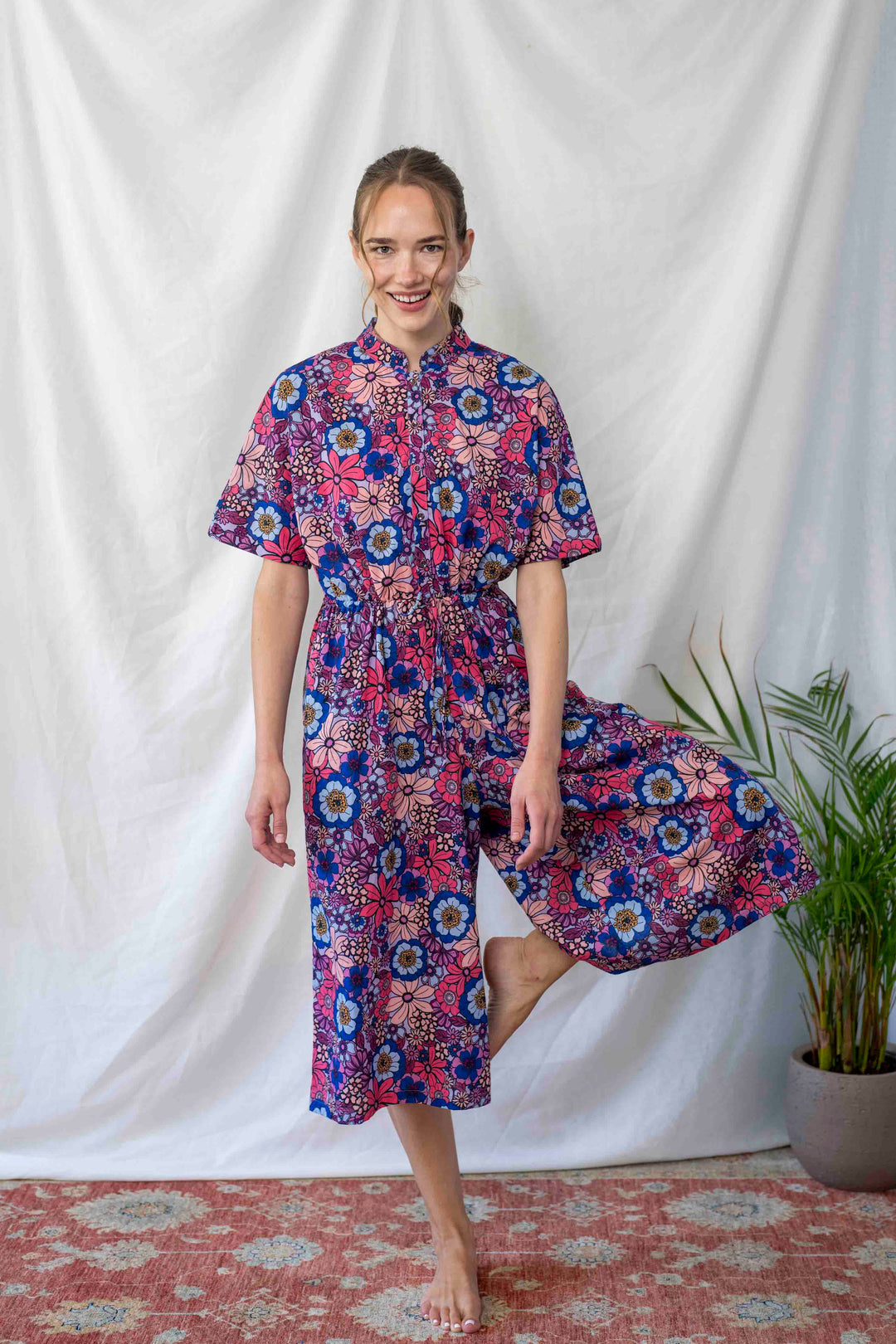 אוברול גל חגיגה של פרחים S