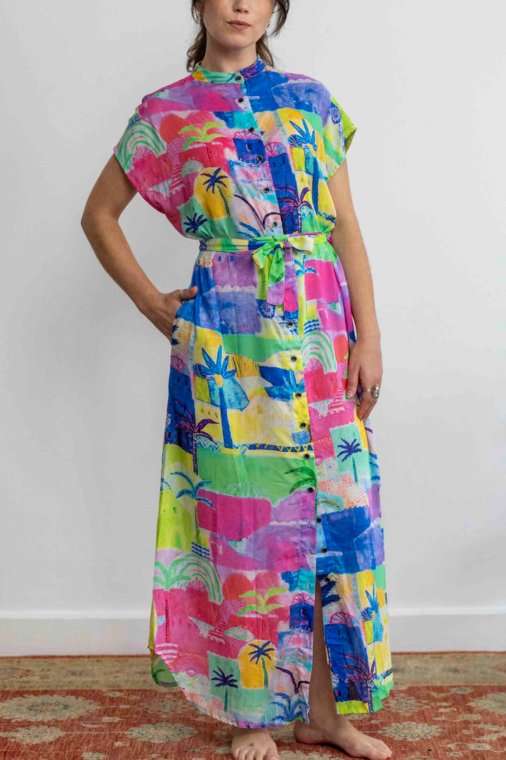 שמלת מקסי אוברסייז טיול צבעוני