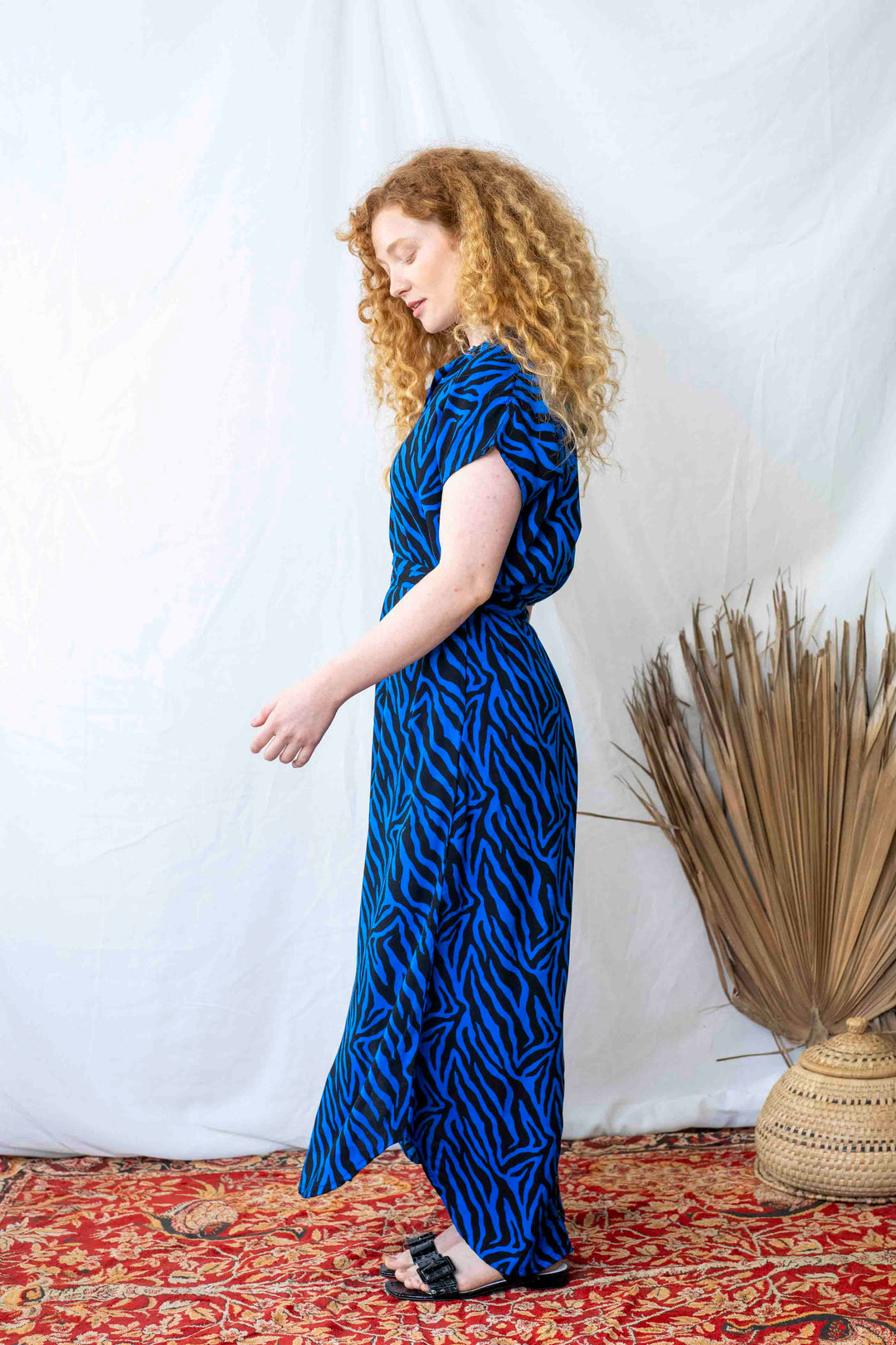 שמלת מקסי אוברסייז בלו זברה