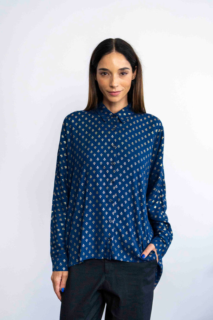 חולצת טוי זהב כחול