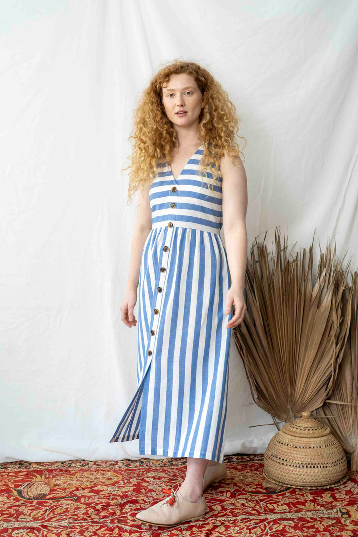 שמלת יולי פסים תכלת