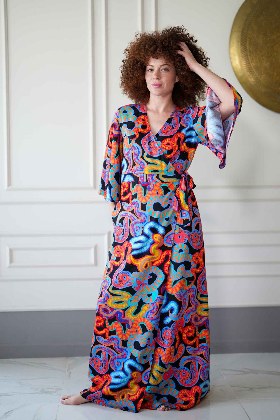 שמלת קימונו מקסי אומנות הפיתוי