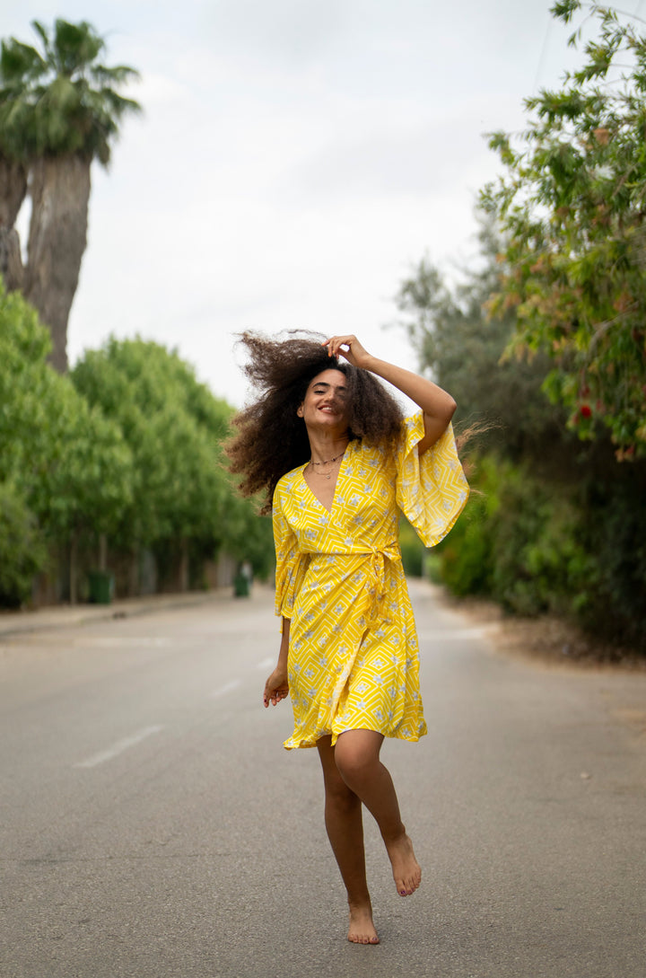 שמלת קימונו מיני ליליות וינטג׳