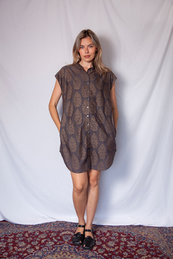 טוניקת מיני אוברסייז מדליוני זהב אפור