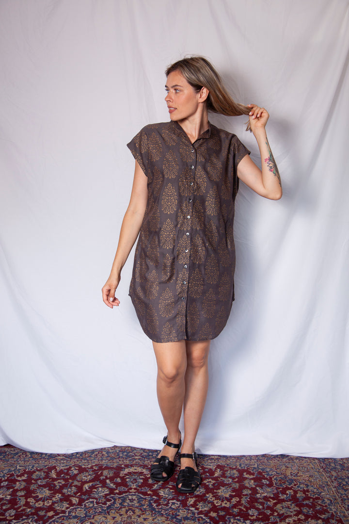 טוניקת מיני אוברסייז מדליוני זהב אפור