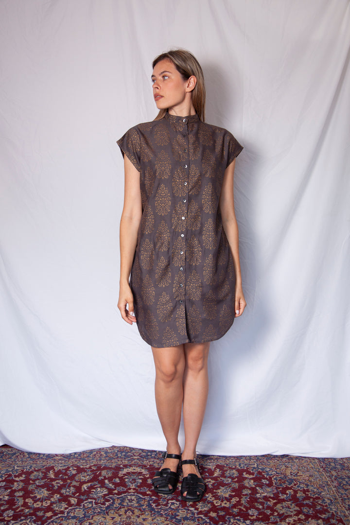 טוניקת מיני אוברסייז מדליוני זהב אפור