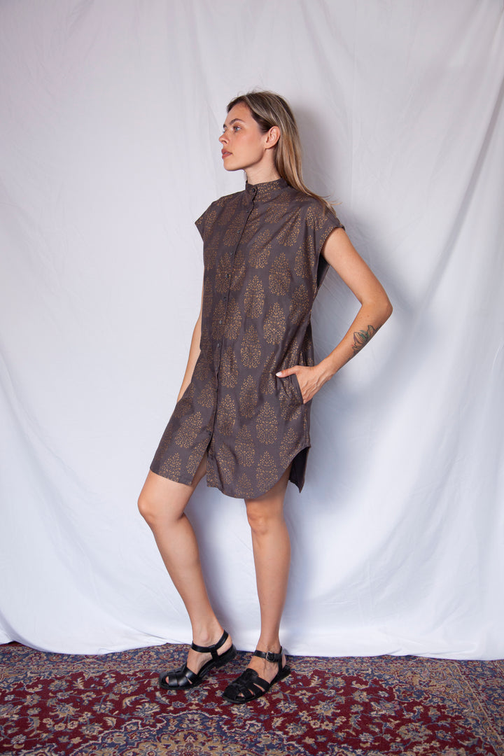 טוניקת מיני אוברסייז מדליוני זהב אפור