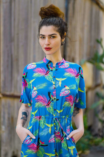 אוברול גל תוכים צבעוניים L