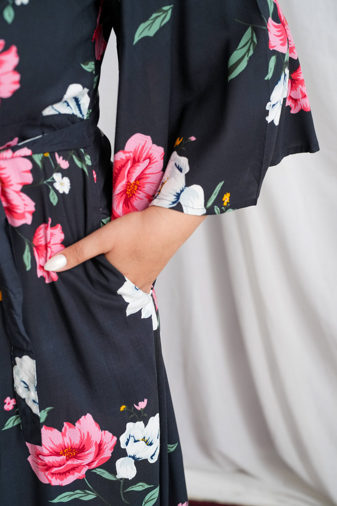 קימונו מקסי ורדים רומנטיים