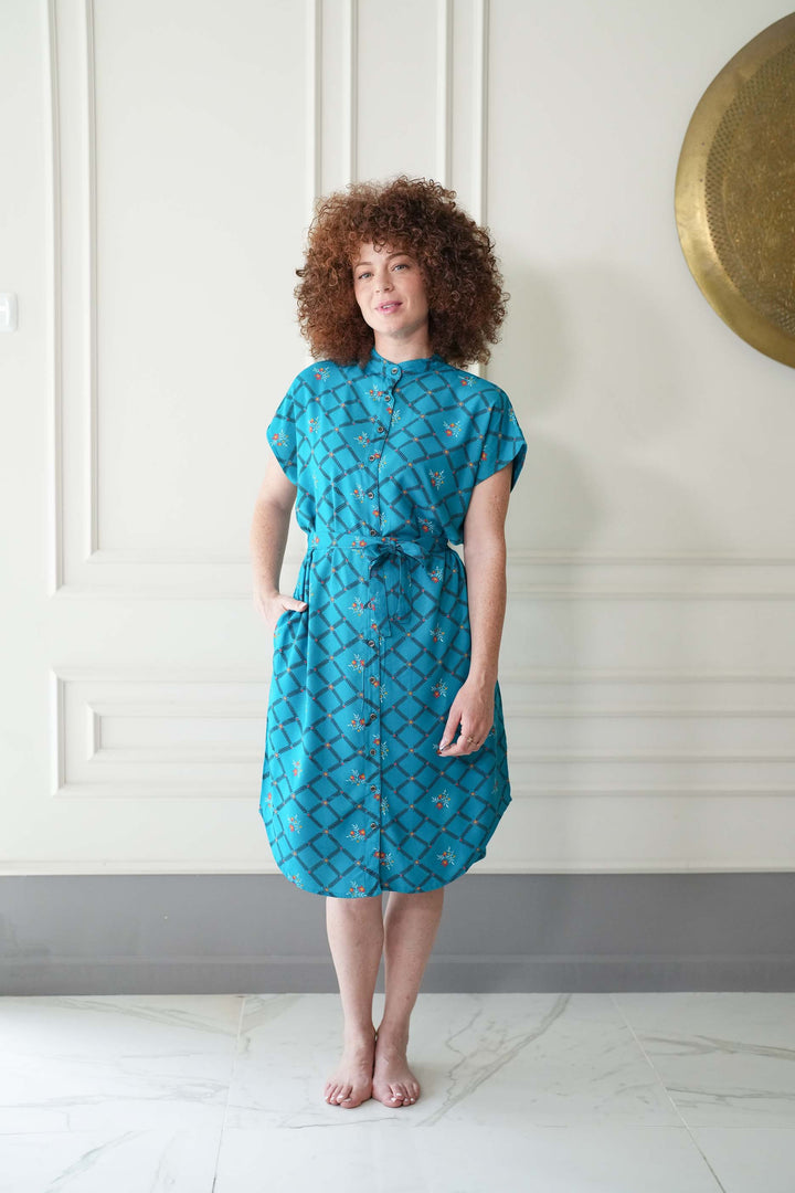 שמלת מידי אוברסייז חגיגה בטורקיז