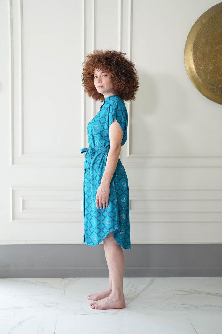 שמלת מידי אוברסייז חגיגה בטורקיז