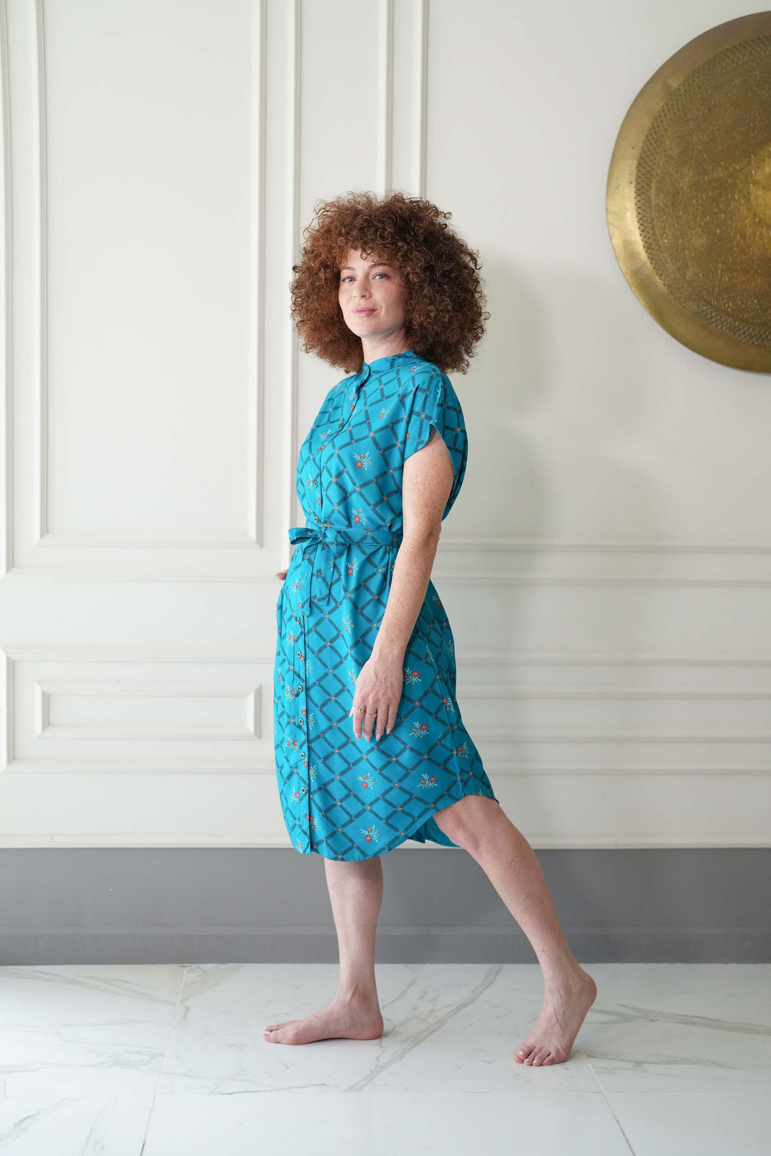 שמלת מידי אוברסייז חגיגה בטורקיז