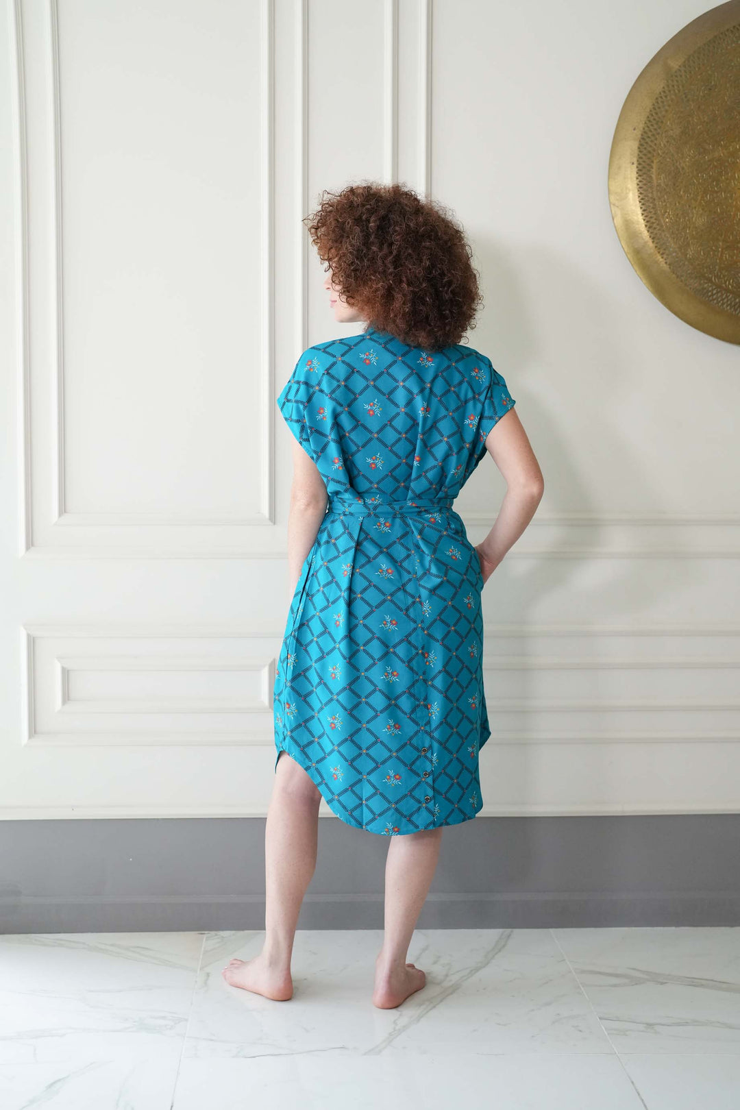 שמלת מידי אוברסייז חגיגה בטורקיז