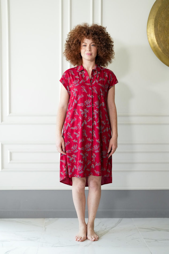 שמלת טוקיו בורדו עלי זהב