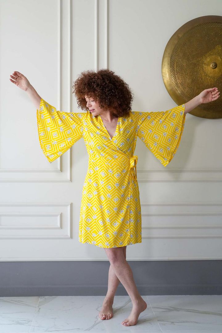 שמלת קימונו מיני ליליות וינטג׳