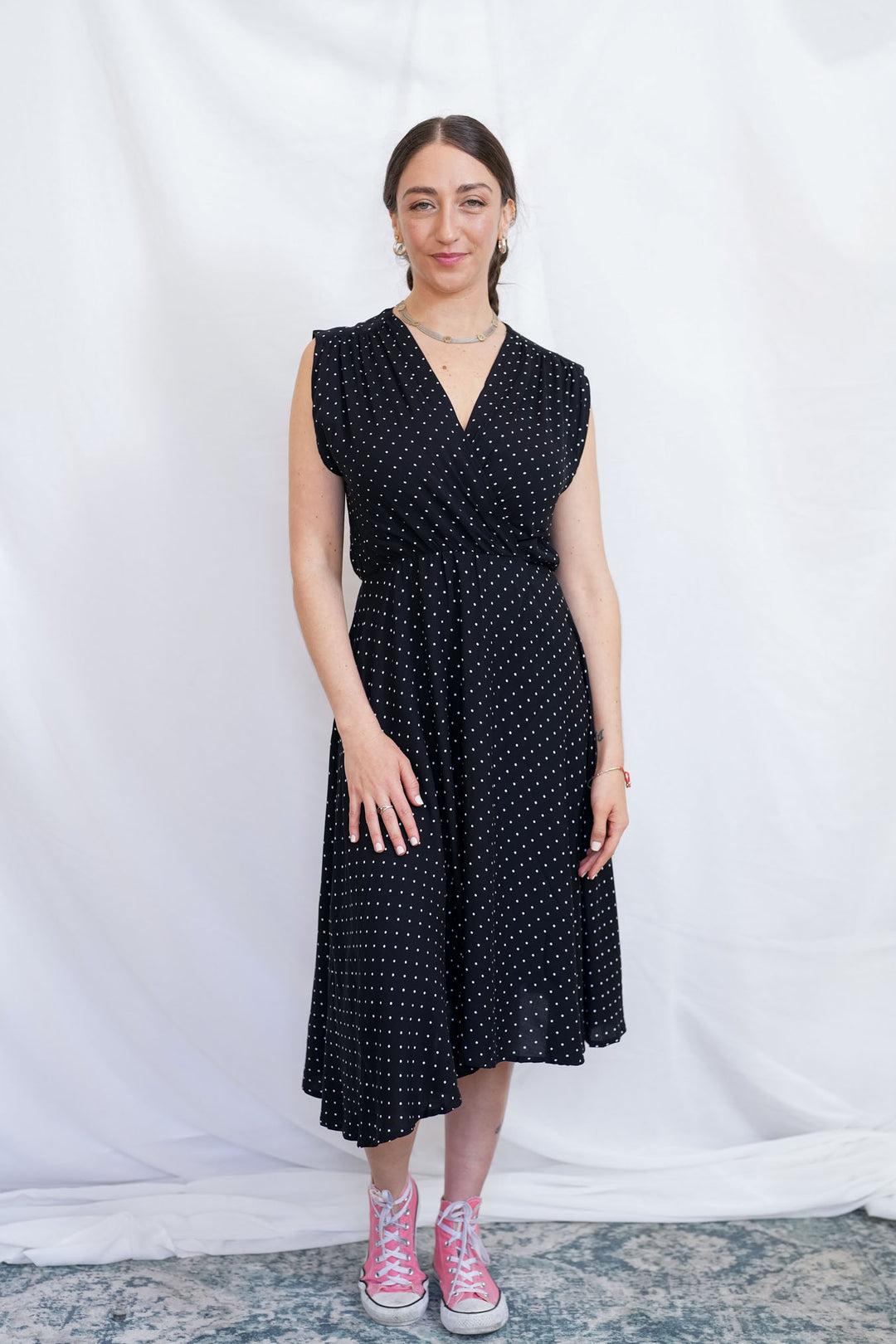 שמלת פיפטיז פולקה שחור לבן