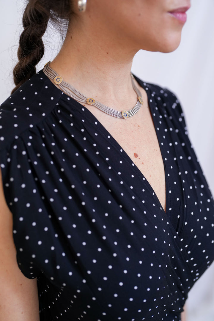 שמלת פיפטיז פולקה שחור לבן