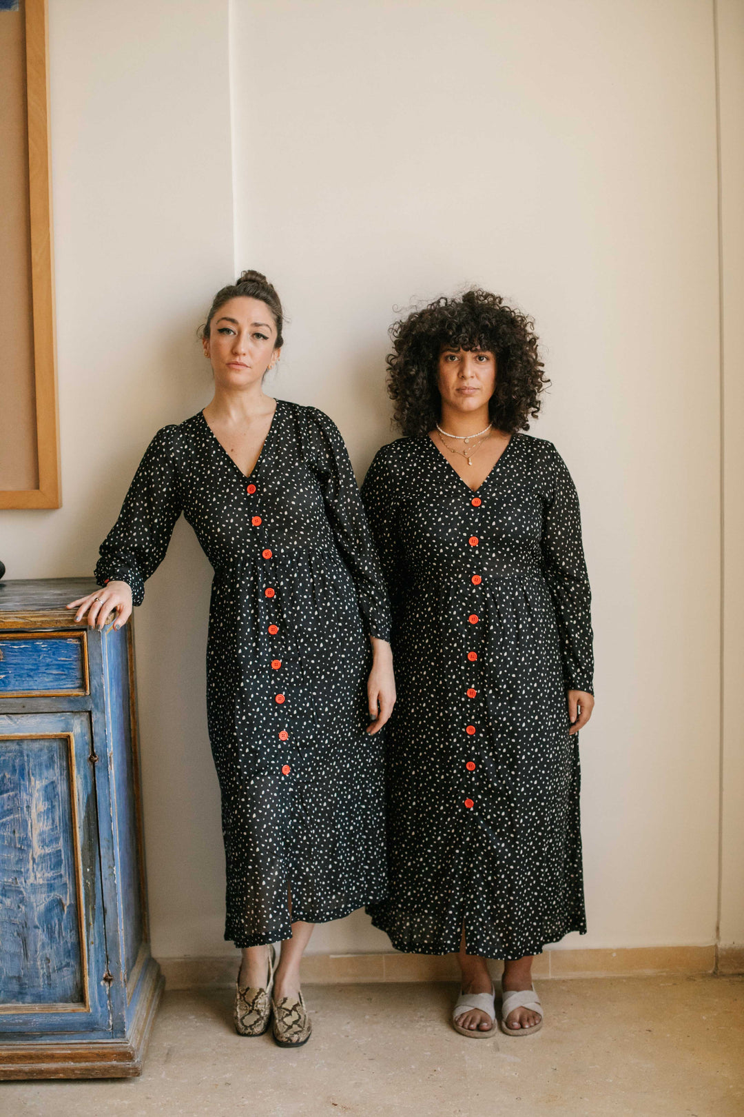 שמלת יולי חורף פולקה דוטס