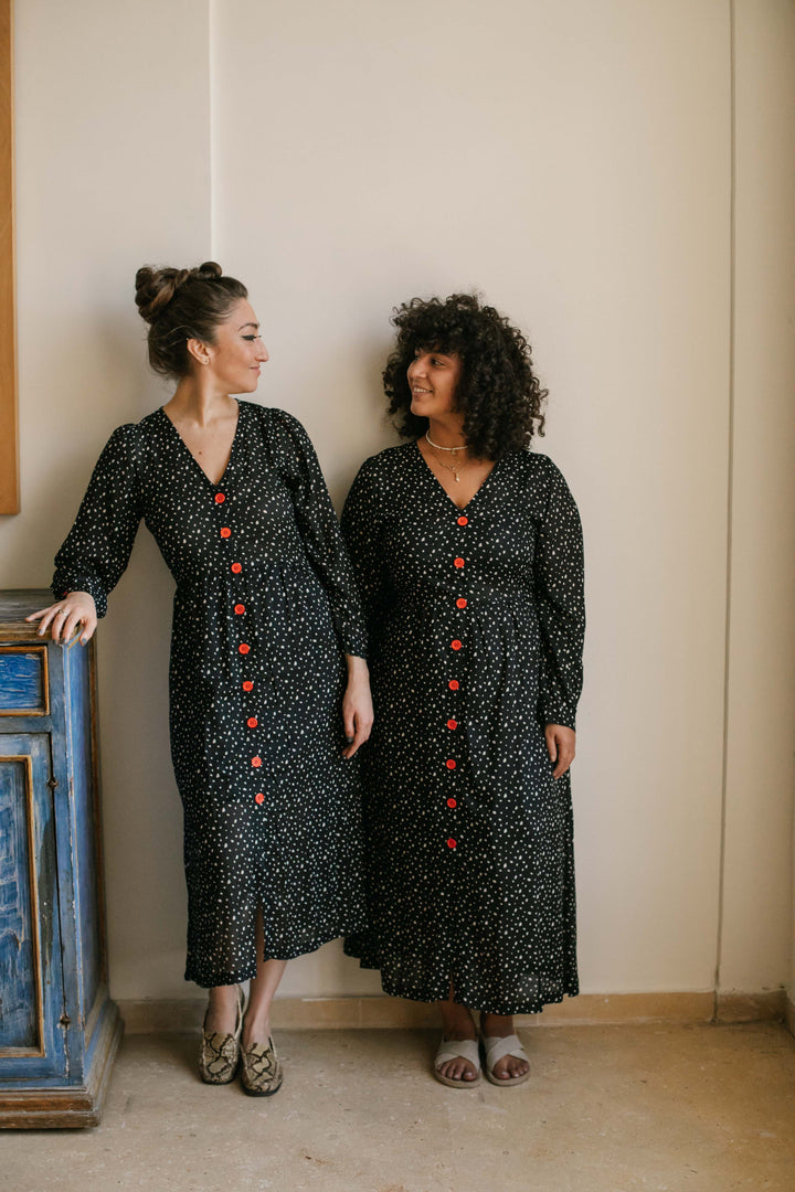 שמלת יולי חורף פולקה דוטס