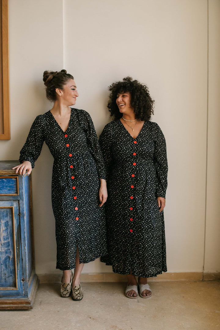 שמלת יולי חורף פולקה דוטס