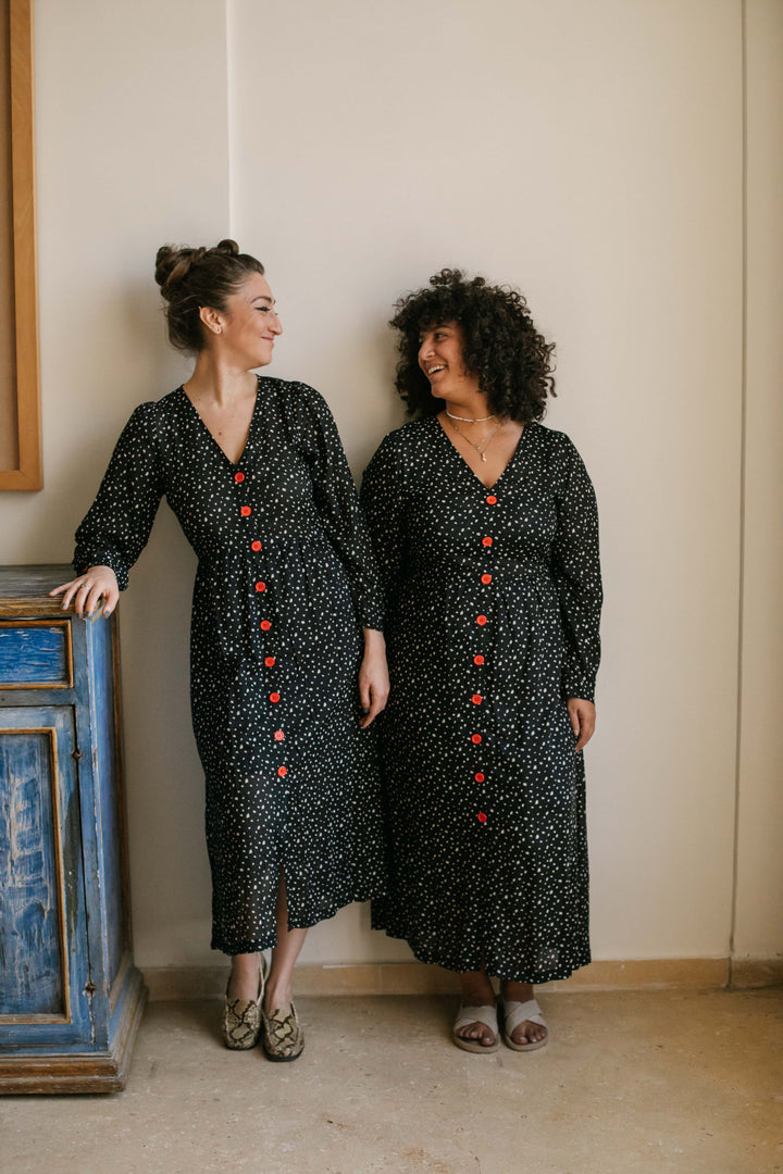 שמלת יולי חורף פולקה דוטס