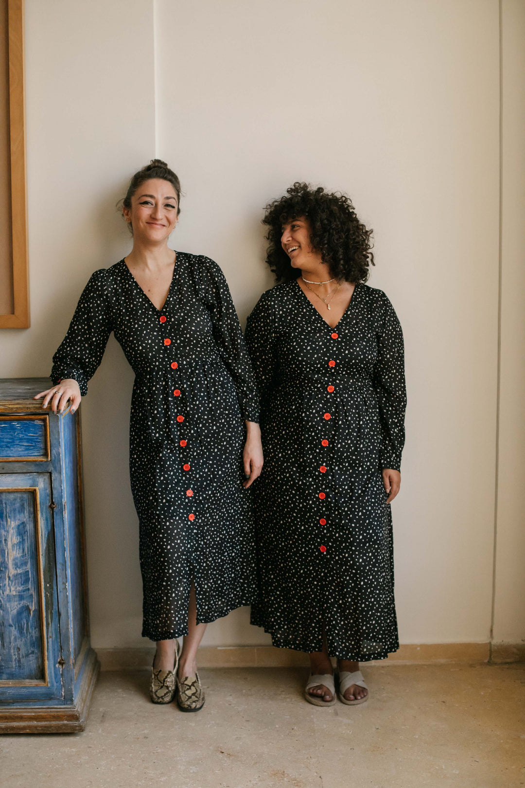 שמלת יולי חורף פולקה דוטס