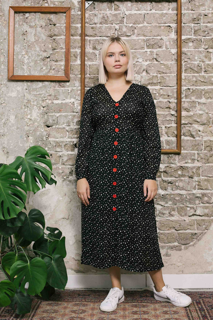 שמלת יולי חורף פולקה דוטס