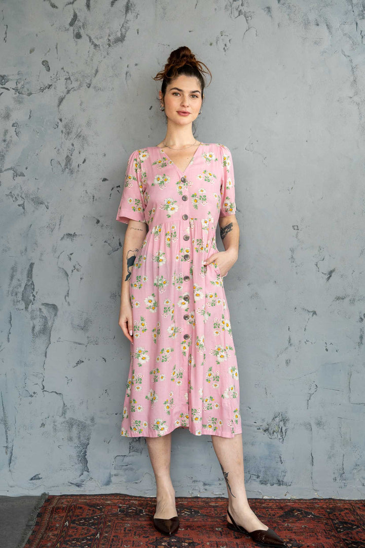 שמלת יולי שרוול פינק דייזיס