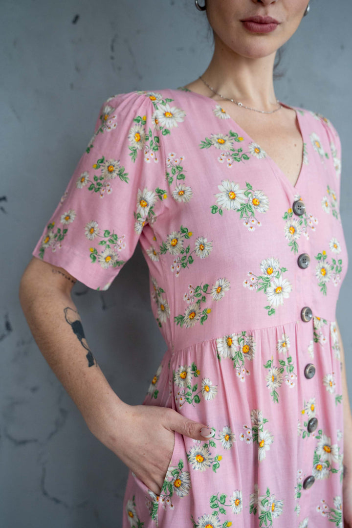 שמלת יולי שרוול פינק דייזיס